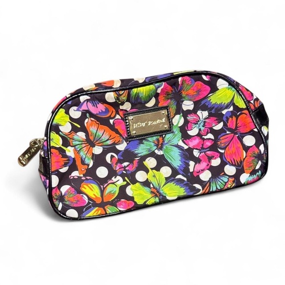 Betsey Johnson Handbags - Betsey Johnson VTG 2000s Butterfly Colorful Polka Dot Cosmetic Makeup Bag — OS
